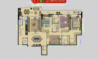 Imagem 2: Aparamento Top 3 Suítes no Vision Ponta Negra