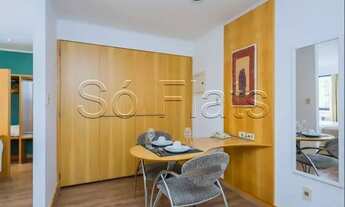 Imagem 5: Flat mobiliado com 1 dormitório e lavanderia coletiva disponível para locação