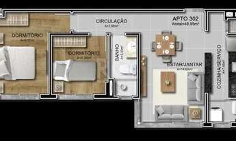 Imagem 4: Apartamento para Venda - 51.56m², 2 dormitórios, 1 vaga - Menino Deus