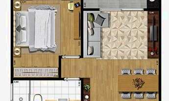 Imagem 4: Apartamento na planta 1 dormitório -48 m2 -Easy home aquarius