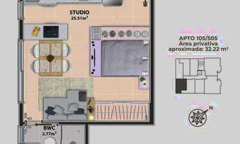 Imagem 5: PANTANAL - Apartamento Studio 38m² à venda com garagem - Florianópolis - SC