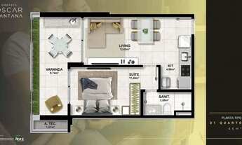 Imagem 6: Cineasta Oscar Santana, 1 E 2 Quartos, Muito Bem Distribuído Entre 46M² E 66M² E 1 Vaga Na