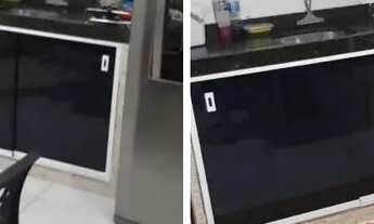 Imagem 2: Alugo apartamento no geisel, cozinha com mesa e armário