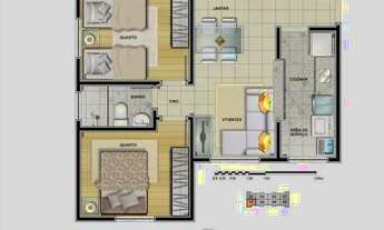Imagem 4: Apartamento com 2 dormitórios para alugar, 51 m² por R$ 1.483,92/mês - Parque Santa Rosa