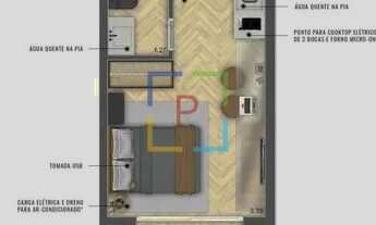 Imagem: Studio com 27m², quarto e cozinha integrada