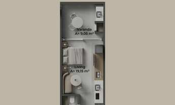 Imagem 5: Apartamento para venda tem 35 metros quadrados com 1 quarto