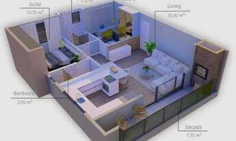 Imagem 7: Apartamento para venda possui 60 metros quadrados com 2 quartos