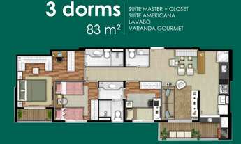 Imagem 4: Apartamento com 83m², 3quartos,3suítes,4banheiros 2vagas,Terraço Gourmet em Alphaville - B