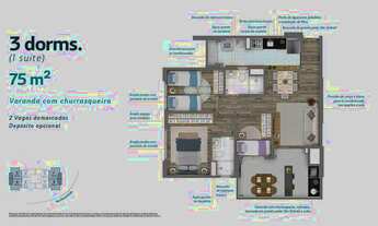 Imagem 3: 75m²3Quartos,1Suites,2Vagas,VarandaChurrasqueira ao lado do Shopping MorumbiTown Sp