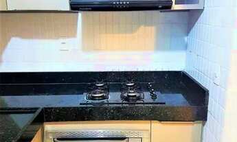 Imagem 5: Apartamento mobiliado para aluguel. 2 quartos, fogão, forno, geladeira e área de lazer com