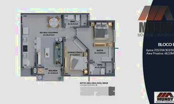 Imagem 2: Lançamento. Apartamento de dois dormitórios sendo uma suíte no Jardim Nova Cachoeira