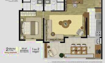 Imagem 3: Apartamento para aluguel com 61 metros quadrados com 2 quartos em Pinheiros - São Paulo