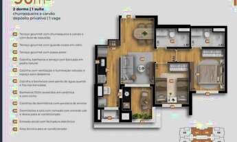 Imagem 2: Lançamento Ápice Vila Yara (Osasco), Planta de 58m2, 2 quartos (1 suíte)