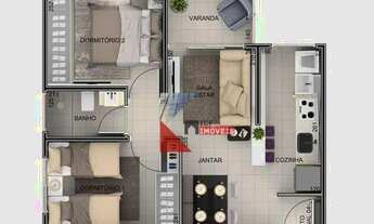 Imagem 2: Apartamento com 2 dormitórios à venda, 55 m² por R$ 270.000 - Parque Residencial Santa Inê