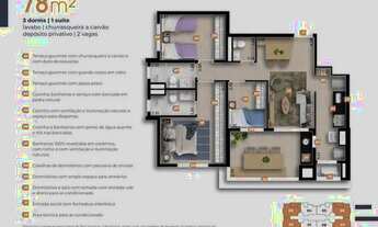 Imagem 6: Lançamento Ápice Vila Yara (Osasco), Planta de 58m2, 2 quartos (1 suíte)