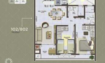 Imagem 3: Apartamento com 02 Dormitórios sendo 01 suite no bairro Pedra Branca, em Palhoça