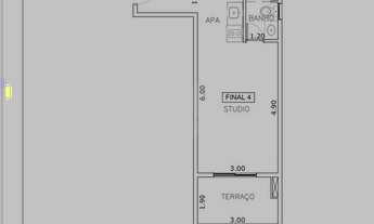 Imagem 5: Studio residencial 32.78m² localizado na Rua Jaguaribe e apenas 500m do Metrô Santa Cecili