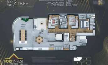 Imagem 5: Apartamento com 3 dormitórios à venda, 144 m² por R$ 1.563.656,92 - Canto do Forte - Praia