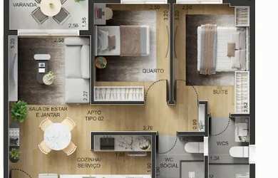 Imagem 5: Apartamento no Bessa próximo a praia com 2 quartos, sendo 1 suíte