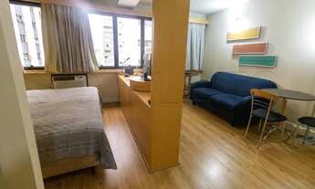 Imagem 5: Flat mobiliado com 1x dormitório com lavanderia coletiva e vaga de garagem totalmente mobi