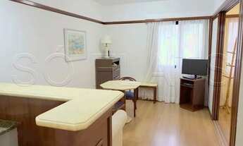 Imagem 4: Flat mobiliado reformado, com 1 dormitório em andar alto no Jardim Paulista