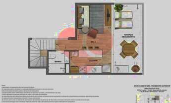 Imagem 6: Cobertura para venda tem 107 metros quadrados com 2 quartos