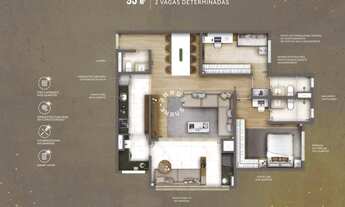 Imagem 2: Apartamento de 93m² com 3 dormitórios, sendo 1 suíte, 3 banheiros, 2 vagas e lazer complet