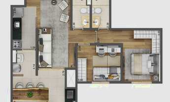 Imagem 3: APARTAMENTO DE 64,96M², 2 DORMITÓRIOS SENDO 1 SUÍTE, TERRAÇO GOURMET COM 1 VAGA DE GARAGEM