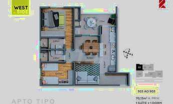 Imagem 2: Apartamento com 2 dormitórios (1 suíte) à venda, 70 m² por R$ 705.000 - Mercês - Curitiba