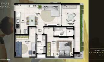 Imagem 3: Cineasta Oscar Santana, 1 E 2 Quartos, Muito Bem Distribuído Entre 46M² E 66M² E 1 Vaga Na