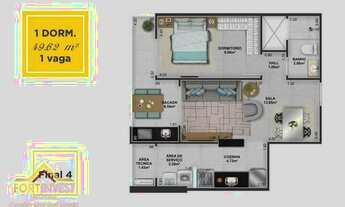 Imagem 2: Apartamento com 1 dormitório à venda, 49 m² por R$ 365.152,00 - Boqueirão - Praia Grande/S