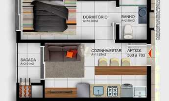 Imagem 2: Apartamento NOVO à venda, 1 dormitório, localizado à 200 metros da UFSM!