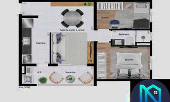 Imagem 7: Apartamento com 2 dormitórios, sala ampla para 2 ambientes, cozinha, área de serviço, banh