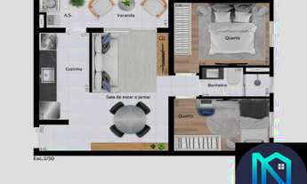 Imagem 5: Apartamento com 2 dormitórios, sala ampla para 2 ambientes, cozinha, área de serviço, banh