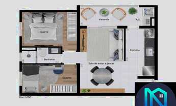 Imagem 6: Apartamento com 2 dormitórios, sala ampla para 2 ambientes, cozinha, área de serviço, banh