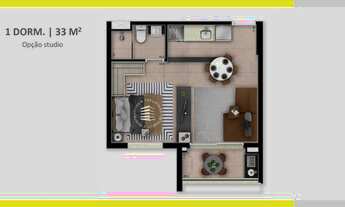 Imagem 4: Apartamento Studio Jd. Esplanada Varanda com Churrasqueira e Ambiente Integrado - Aceita F