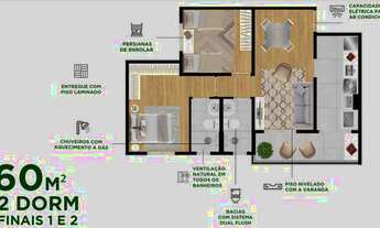 Imagem 2: Apartamento para venda possui 65 metros quadrados com 3 quartos