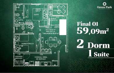 Imagem 6: Cotas de Apartamento 2 dormitórios suíte e varanda no Parque Industrial