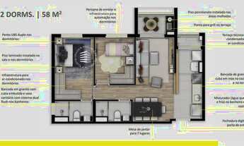 Imagem 3: Apartamento na planta Vision colinas 2 dormitorios 1 suite 58 m2