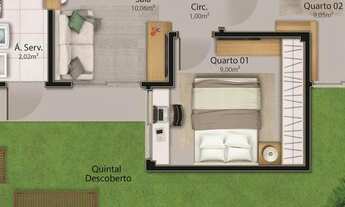 Imagem 2: Apartamento em Porto Canoa, 2 dormitórios, 1 banheiro, 1 vaga