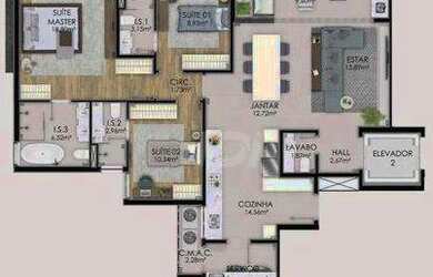 Imagem 2: Apartamento com 3 suítes à venda, 135 m² por R$ 1.567.948 - Ahú - Curitiba/PR