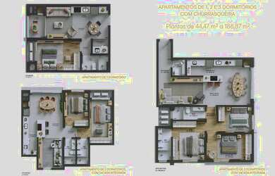 Imagem 3: Oportunidade ÚNICA, apartamentos de 1, 2 e 3 dorm. com suíte e terraço privativo