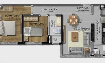 Imagem 6: Apartamento com 2 Dormitórios e Duas Vagas a venda no Bairro Menino Deus