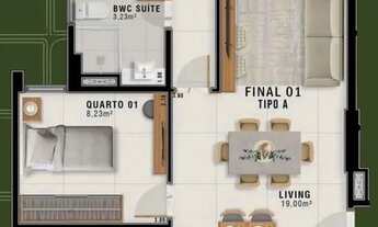 Imagem 3: Ibeda - Essence Residencial Apartamento no Capim Macio 3 quartos (1 suíte), 1vg