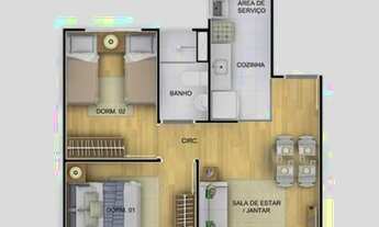 Imagem 2: Torrando - Apartamento Hípica 2 quartos - 4 andar - 42m com vaga - Reformado