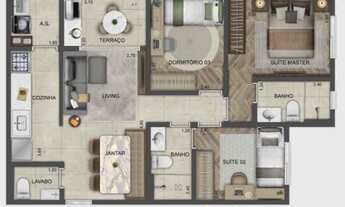 Imagem 6: 70 M² - 3 DORMITÓRIOS - 2 SUÍTES - LAVABO