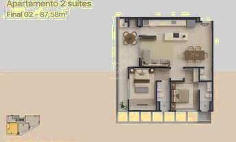 Imagem 4: Apartamento com 02 suítes à venda no Bairro Pedra Branca - Palhoça/SC