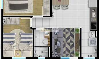 Imagem 2: Apartamento de 59,26 m² Residencial Kadri