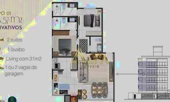 Imagem 3: Apartamento com 2 dormitórios à venda, 70 m² por R$ 489.500 - Itajuba - Barra Velha/SC