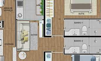 Imagem 6: Apartamento para venda possui 53 metros quadrados com 2 quartos